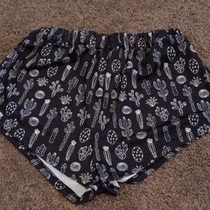 Black and White Cactus PJ Shorts